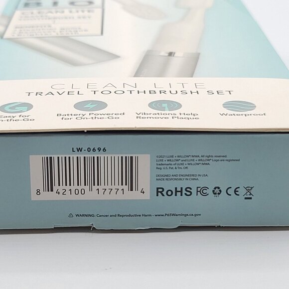 Luxe Willow L+ W Bio Clean Lite Battery Powered Travel Toothbrush (Set of 2) NEW - Picture 10 of 15